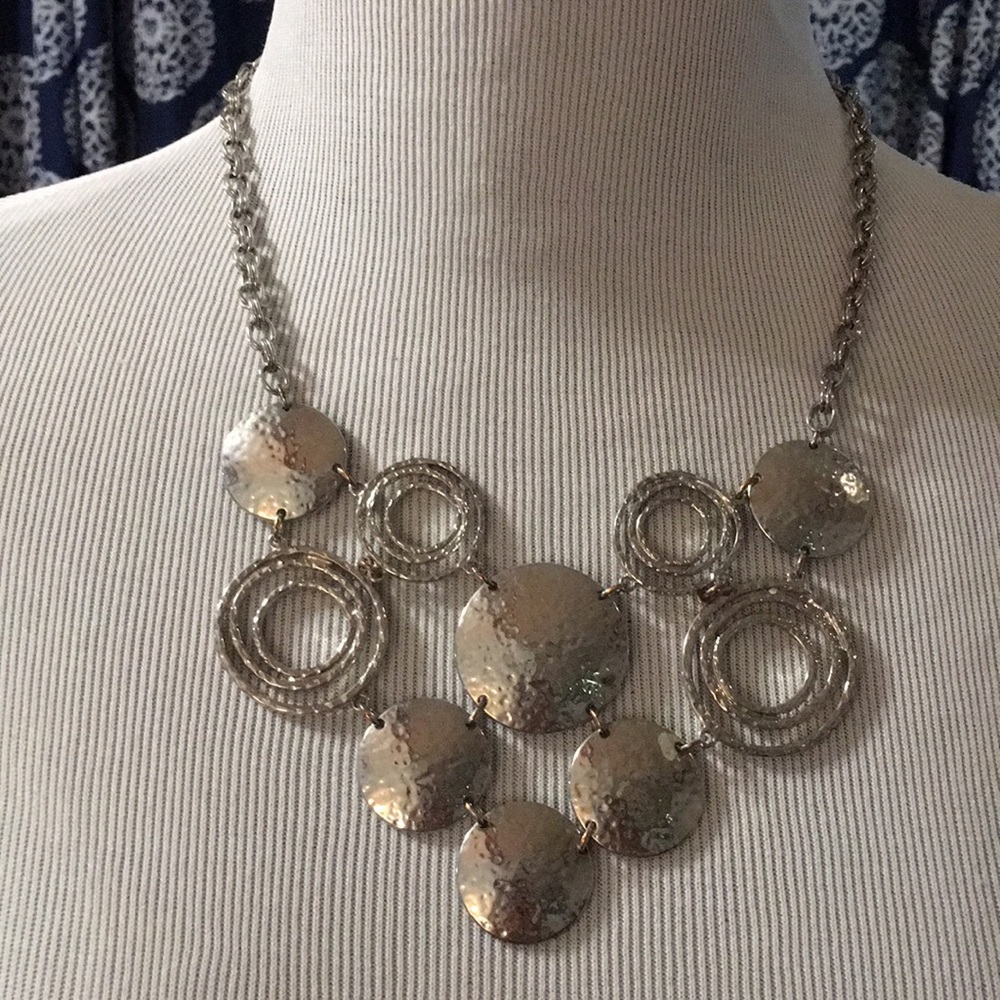 Silver toned statement necklace